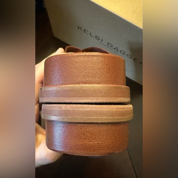 NIB KELSI DAGGER BROOKLYN Sailor Slide Leather Sandals 7.5 Peanut Saddle Brown - Picture 4 of 10